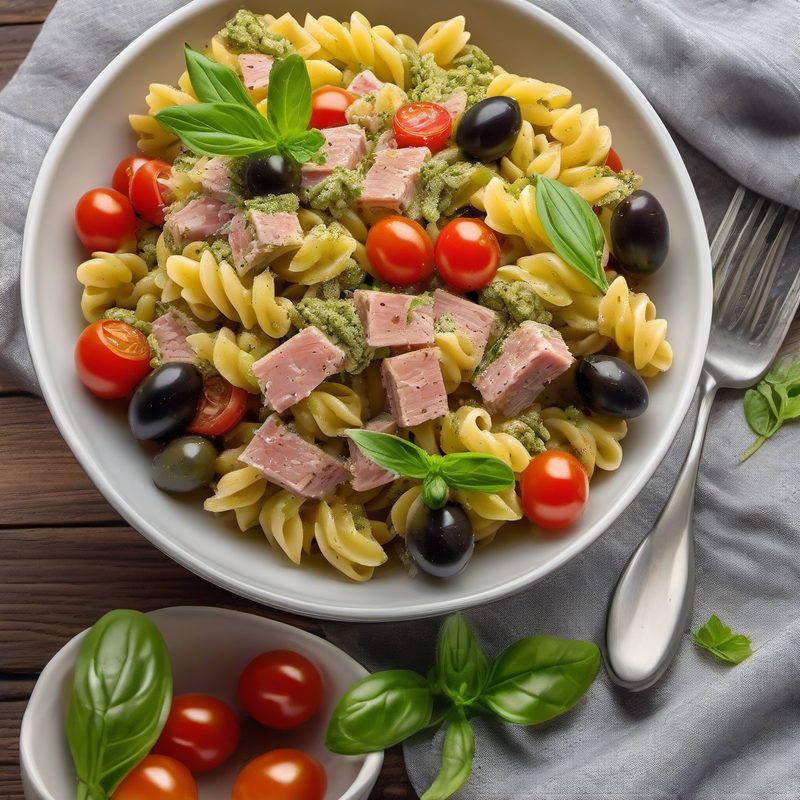 Cold Pasta Pesto Tuna Olives