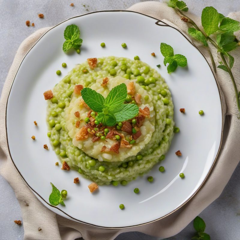 Pea Cream Risotto with Crispy Guanciale