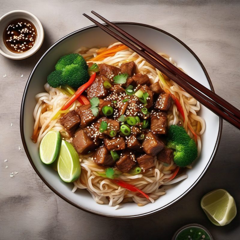 Rice Noodles Meat Vegetables