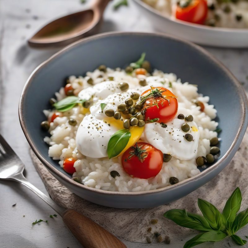 Risotto with Burrata, Capers and Datterini Tomatoes