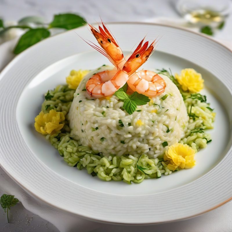 Risotto with Zucchini Cream and Raw Shrimp