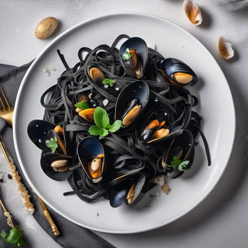 Squid Ink Tagliatelle Mussels